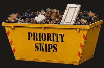 A Priority Skips skip, full of waste